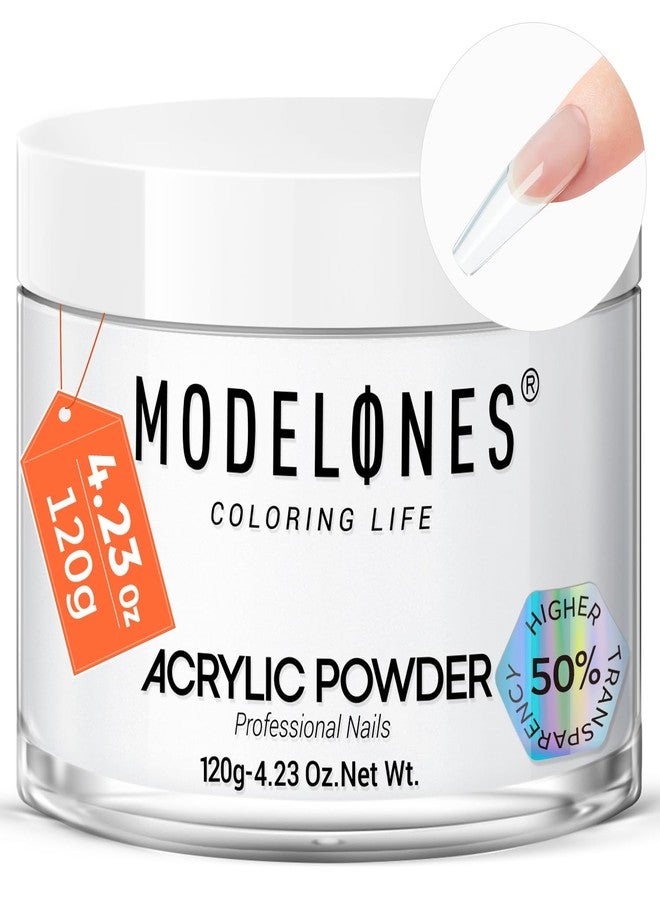 Modelones Acrylic Powder, Upgraded 4.23oz Crystal Clear Nail Acrylic Powder for Nail Art 3D Carving French Nails Extensions, Non-Yellowing, Gifts for Women - Image 1